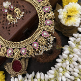 Vriksham Exquisite Kundan Jadau Jalebi Style Lakshmi Neckpiece-Pearl-J3303